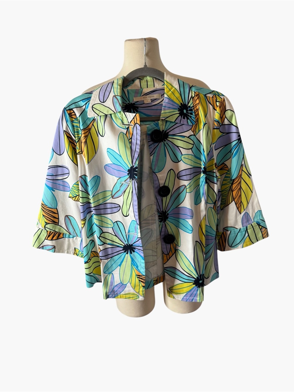 erin london Multicolor Floral Short-Sleeve Button Cardigan
